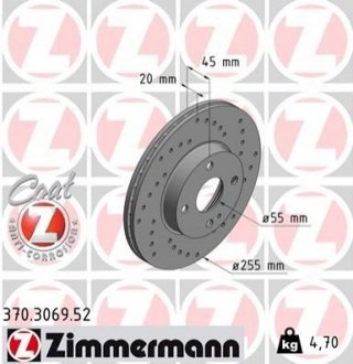 Тормозной диск ZIMMERMANN 370306952 (фото 1)