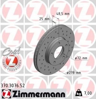 Тормозной диск ZIMMERMANN 370307652