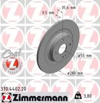 Гальмівний диск ZIMMERMANN 370440220