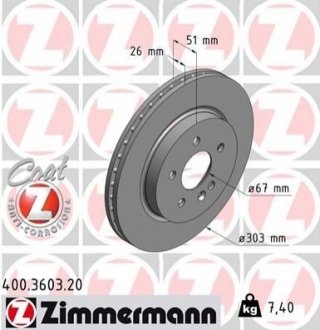 Тормозной диск - (1634210212, 1634210412, 1634210012) ZIMMERMANN 400360320