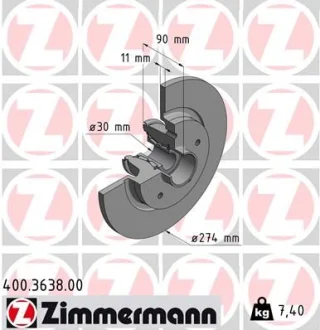 Гальмівний диск ZIMMERMANN 400363800