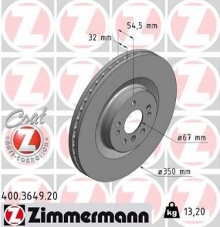 Диск тормозной Coat Z - (1644210512, 1644211412, A1644211412) ZIMMERMANN 400364920