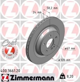 Диск тормозной Coat Z ZIMMERMANN 400366120 (фото 1)