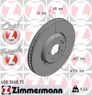 Тормозной диск ZIMMERMANN 400366875