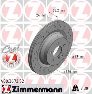 Диск гальмівний ZIMMERMANN 400367252