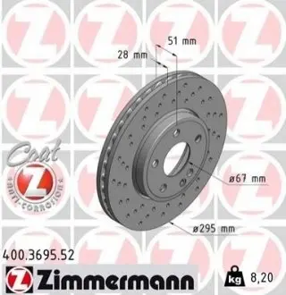 Гальмівний диск SPORT BRAKE DISC Z ZIMMERMANN 400369552