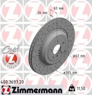 Тормозной диск ZIMMERMANN 400369720