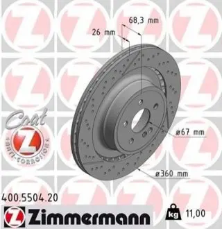 Гальмівний диск ZIMMERMANN 400550420