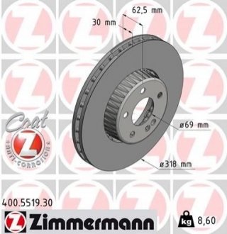 Диск тормозной передний ZIMMERMANN 400551930