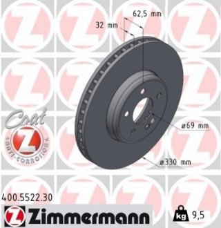 Диск гальмівний FORMULA S ZIMMERMANN 400552230 (фото 1)