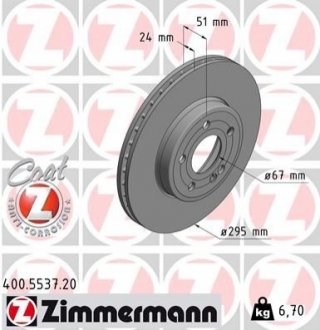 Гальмівні диски передні ZIMMERMANN 400553720