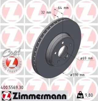 Гальмівний диск ZIMMERMANN 400556930 Купити в Україні