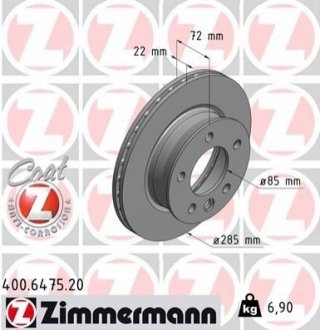 Гальмівний диск ZIMMERMANN 400647520