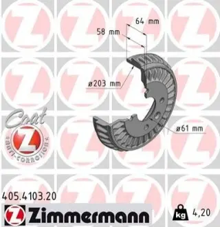 Гальмівний барабан ZIMMERMANN 405410320