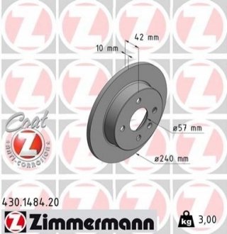Гальмівний диск ZIMMERMANN 430148420 (фото 1)