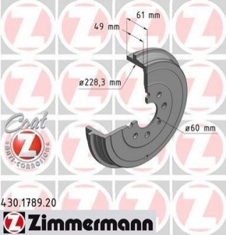 Тормозные барабаны задние ZIMMERMANN 430178920