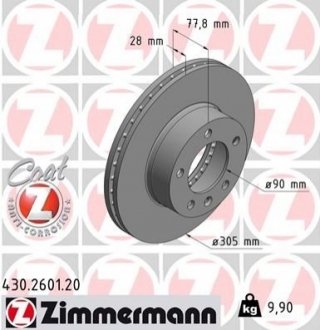 Тормозной диск - (4020600QAD, 4403038, 7700314064) ZIMMERMANN 430260120