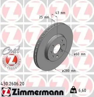 Тормозной диск ZIMMERMANN 430260620