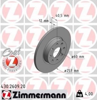 Тормозной диск ZIMMERMANN 430260920 (фото 1)