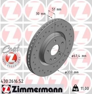 Гальмівний диск ZIMMERMANN 430261652