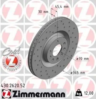 Тормозной диск ZIMMERMANN 430262052