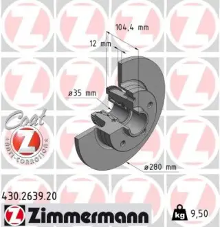 Гальмiвнi диски з пiдшипником COAT Z заднi ZIMMERMANN 430263920 Купити в Україні