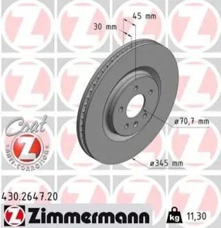 Гальмiвнi диски переднi ZIMMERMANN 430264720 Купити в Україні