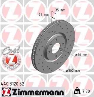 Диск гальмівний ZIMMERMANN 440312052