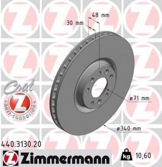 Тормозной диск - (424988) ZIMMERMANN 440313020 (фото 1)