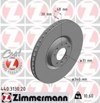 Тормозной диск ZIMMERMANN 440313020