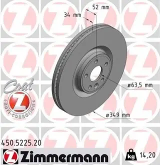 Диск тормозной ZIMMERMANN 450.5225.20 Купить в Украине