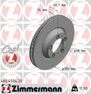 Тормозные диски левый передний ZIMMERMANN 460450420