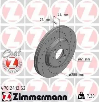Тормозной диск ZIMMERMANN 470241252