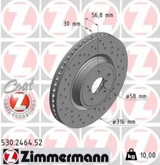 Диск гальмівний (передній) Subaru Forester/Legacy/Outback 03- (315.8x30) ZIMMERMANN 530246452 Купити в Україні