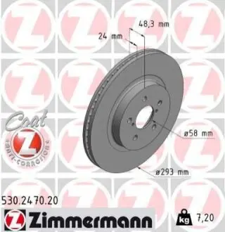 Диск гальмівний передній ZIMMERMANN 530247020 Купити в Україні