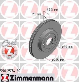 Тормозной диск ZIMMERMANN 590257420 (фото 1)
