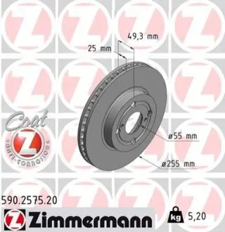 Тормозной диск ZIMMERMANN 590257520