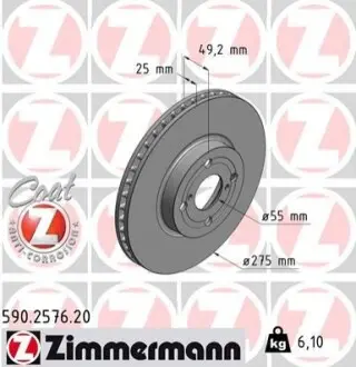 Тормозной диск ZIMMERMANN 590257620
