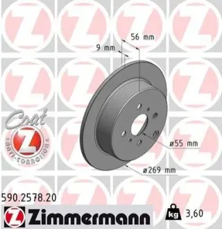 Тормозной диск ZIMMERMANN 590257820
