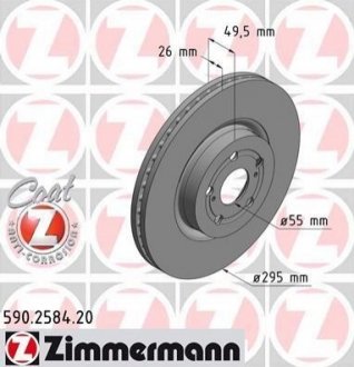 Гальмівні диски передні ZIMMERMANN 590258420