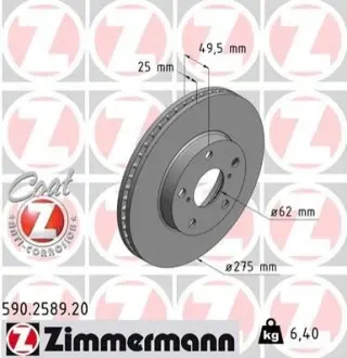 Тормозной диск ZIMMERMANN 590258920