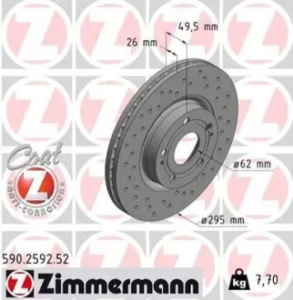 Тормозной диск ZIMMERMANN 590259252