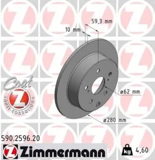 Тормозной диск ZIMMERMANN 590259620