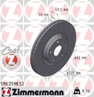 Тормозной диск ZIMMERMANN 590259852
