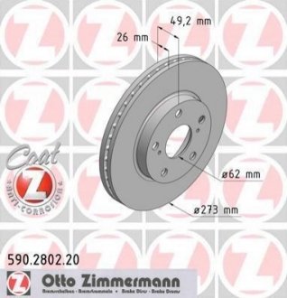 Тормозные диски передние ZIMMERMANN 590280220