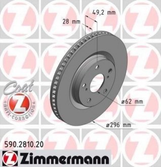 Тормозные диски передние ZIMMERMANN 590281020 (фото 1)