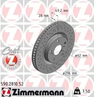 Диск тормозной ZIMMERMANN 590.2810.52 Купить в Украине
