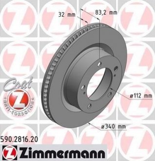 Гальмівні диски передні ZIMMERMANN 590281620 (фото 1)