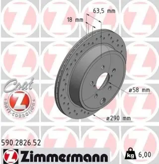 Диск гальмівний SUBARU BRZ 2,0 12- TY£ ZIMMERMANN 590.2826.52 Купити в Україні