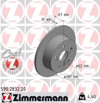 Тормозные диски задние ZIMMERMANN 590283220